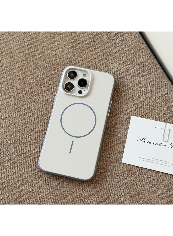 غطاء هاتف ماتي متوافق مع MagSafe لهاتف ايفون 16 برو، أبيض - Image 2