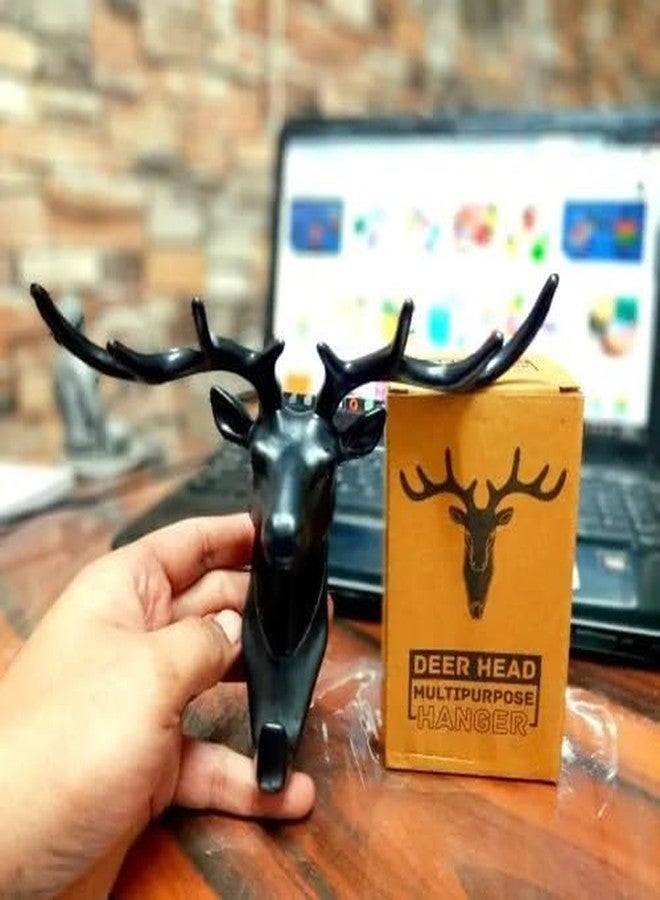 XANTHIC Deer Head Hanging Hook, Self Adhesive Wall Door Plastic Hook Hanger Bag Keys Sticky Holder,Home, Office,Keychain Holder,You can Hang up to 10 Items on 1 Hook(Pack of 1) - Image 5