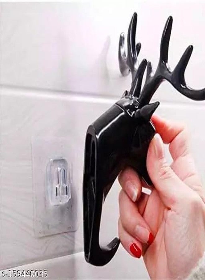 XANTHIC Deer Head Hanging Hook, Self Adhesive Wall Door Plastic Hook Hanger Bag Keys Sticky Holder,Home, Office,Keychain Holder,You can Hang up to 10 Items on 1 Hook(Pack of 1) - Image 4
