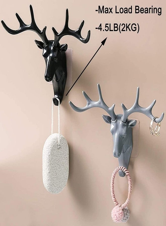 XANTHIC Deer Head Hanging Hook, Self Adhesive Wall Door Plastic Hook Hanger Bag Keys Sticky Holder,Home, Office,Keychain Holder,You can Hang up to 10 Items on 1 Hook(Pack of 1) - Image 3