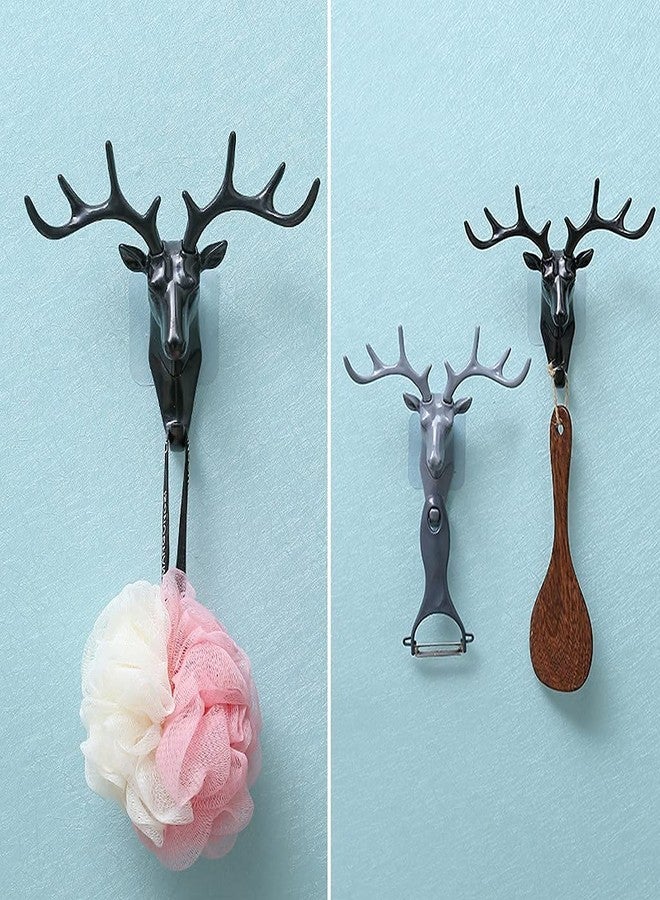 XANTHIC Deer Head Hanging Hook, Self Adhesive Wall Door Plastic Hook Hanger Bag Keys Sticky Holder,Home, Office,Keychain Holder,You can Hang up to 10 Items on 1 Hook(Pack of 1) - Image 2