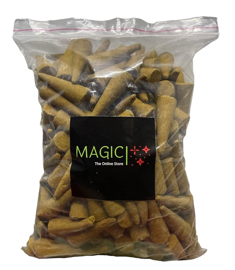 Magic Dhoop Cones for Pooja 300gm Big Pack I Fragrance Sandal I 46mm Big Size Incense Cone I NonToxic I Natural Ingredients I Charcoal Free - Image 1
