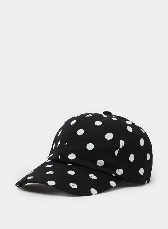 Black Polka Dot Baseball Cap