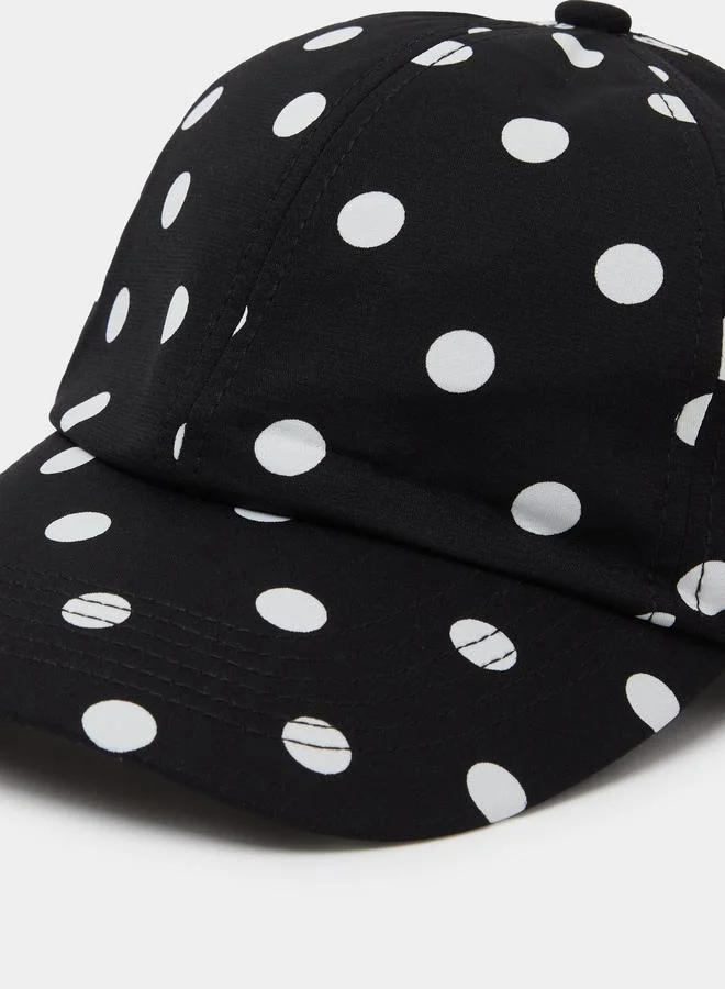 Styli  Black Polka Dot Baseball Cap for Women | Best Price UAE