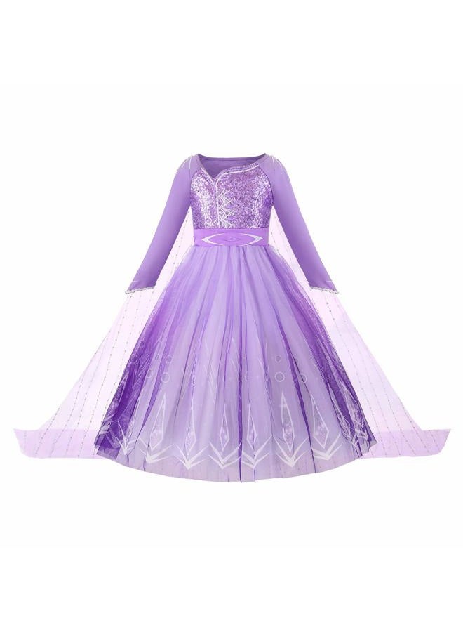 JerrisApparel Girl Snow Party Dress Princess Costume Halloween Cosplay Dress up (Purple with Accessories, 4T) - Image 2