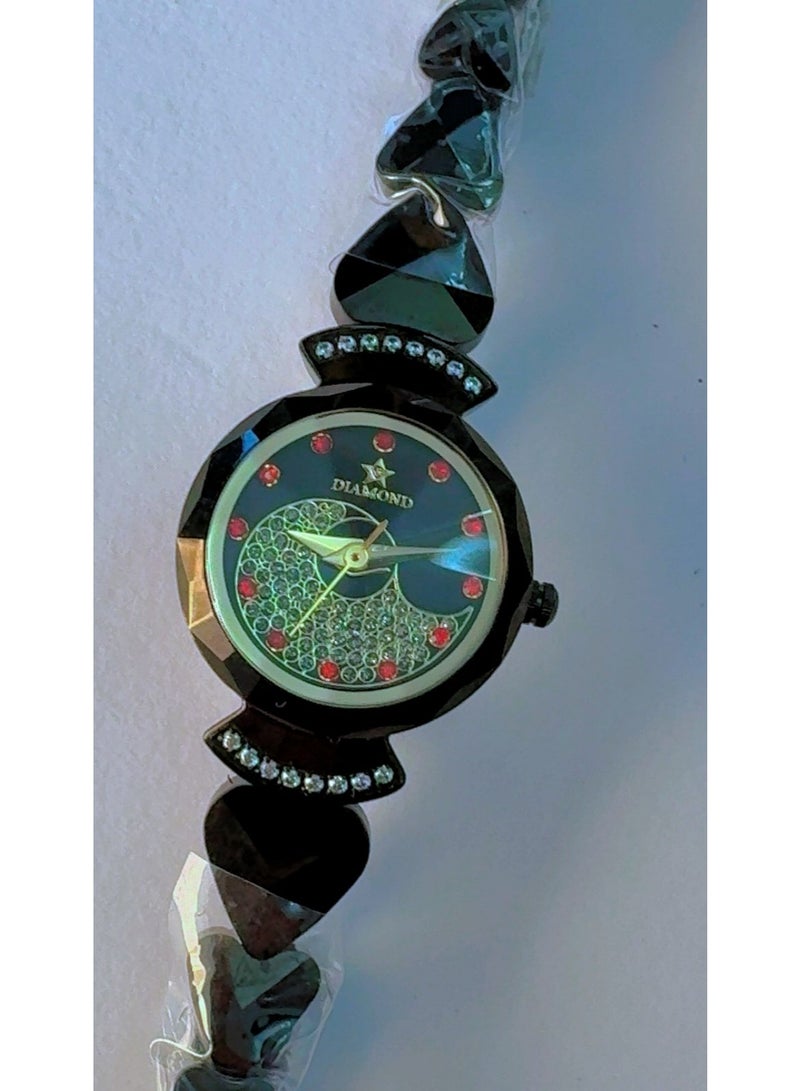 DIAMOND STAR Women's Luxury Tungsten Steel Watch with Sapphire Glass & Rhinestone Crescent Moon Dial - DD6877L - Image 3