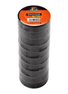 LAWAZIM Snail Electrical Tape - 10 Piece Black - Strong Adhesive, Weather Resistant, Stretchable, and Easy to Tear Insulation Tape - Ideal for Wiring, Repairs, Automotive, DIY, and Multipurpose Use  - Image 1