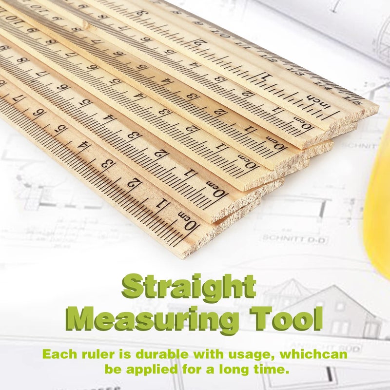 ZZTX 3 Pack Wooden Ruler 6 Inch Rulers Bulk Wood Measuring Ruler for Students Office School Supplies 2 Scale (15 cm) - Image 4