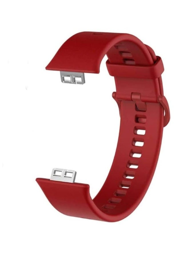 Generic Huawei Fit Watch Band Strap Silicone Replacement Wristband With Cover  Dark Red  - Image 2