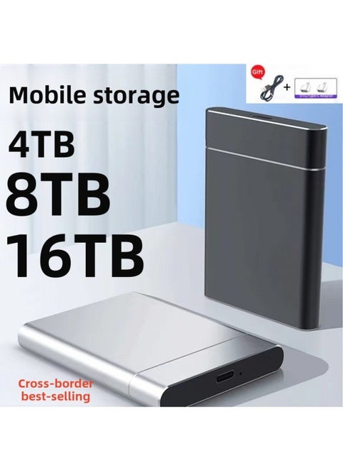 Mobile Hard Disk Large Capacity Ssd Ultra-thin Metal Solid State Storage 500g External Computer Mobile Phone 8tb Solid State Disk-Capacity:2tb (128gb Capacity Expansion) Supply-Interface:7th Generation Black