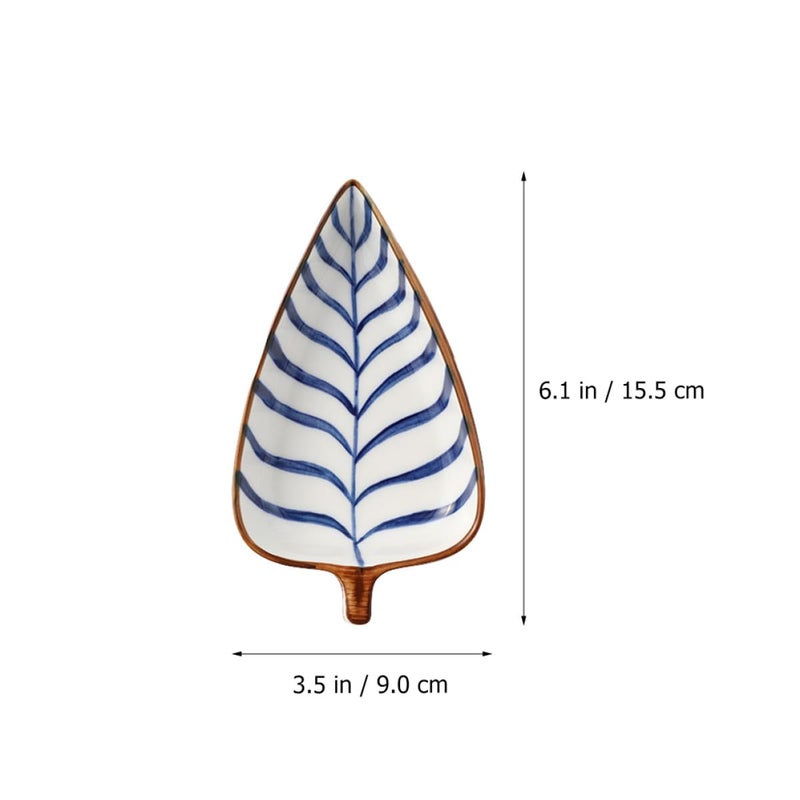 Hand Painted Ceramic Leaf Shaped Snack Plates Colorful Mini Dessert Serving Dishes - Image 3