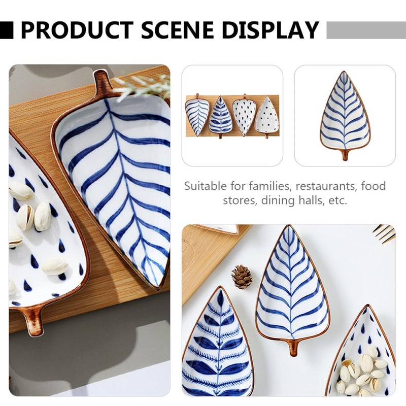 Hand Painted Ceramic Leaf Shaped Snack Plates Colorful Mini Dessert Serving Dishes - Image 4