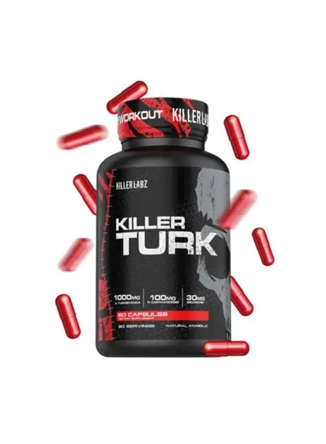 KILLER LABZ Killer Turk Natural Anabolic Capsules | 1000mg A.Turkestanica | 100mg R. Carthamoides | 30mg Decasorb | 60 Capsules - Image 3