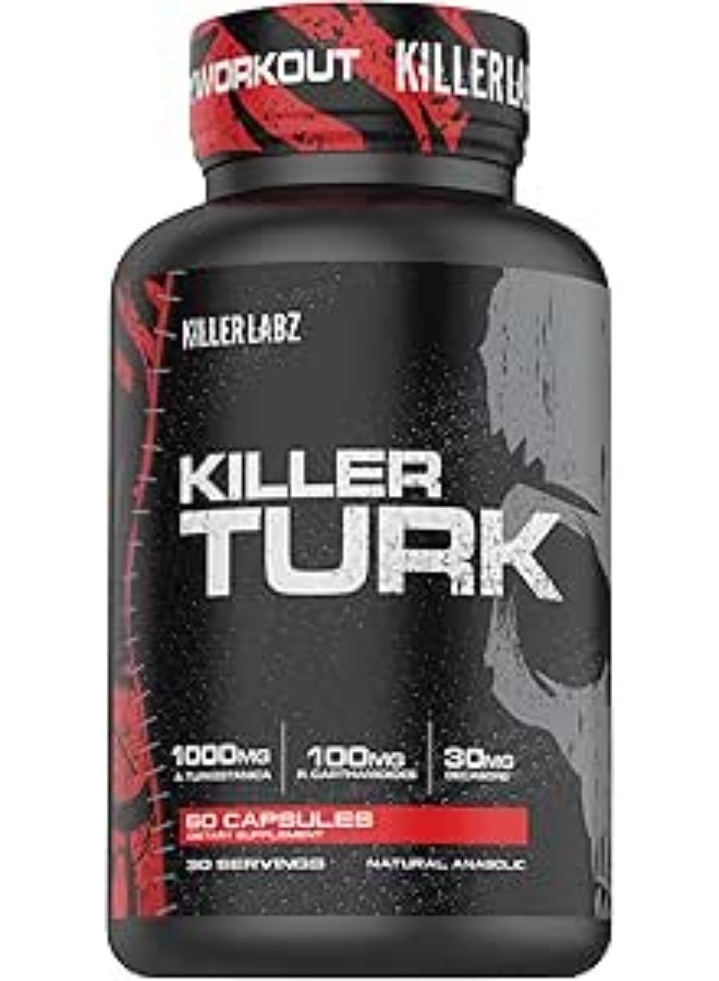 KILLER LABZ Killer Turk Natural Anabolic Capsules | 1000mg A.Turkestanica | 100mg R. Carthamoides | 30mg Decasorb | 60 Capsules - Image 1