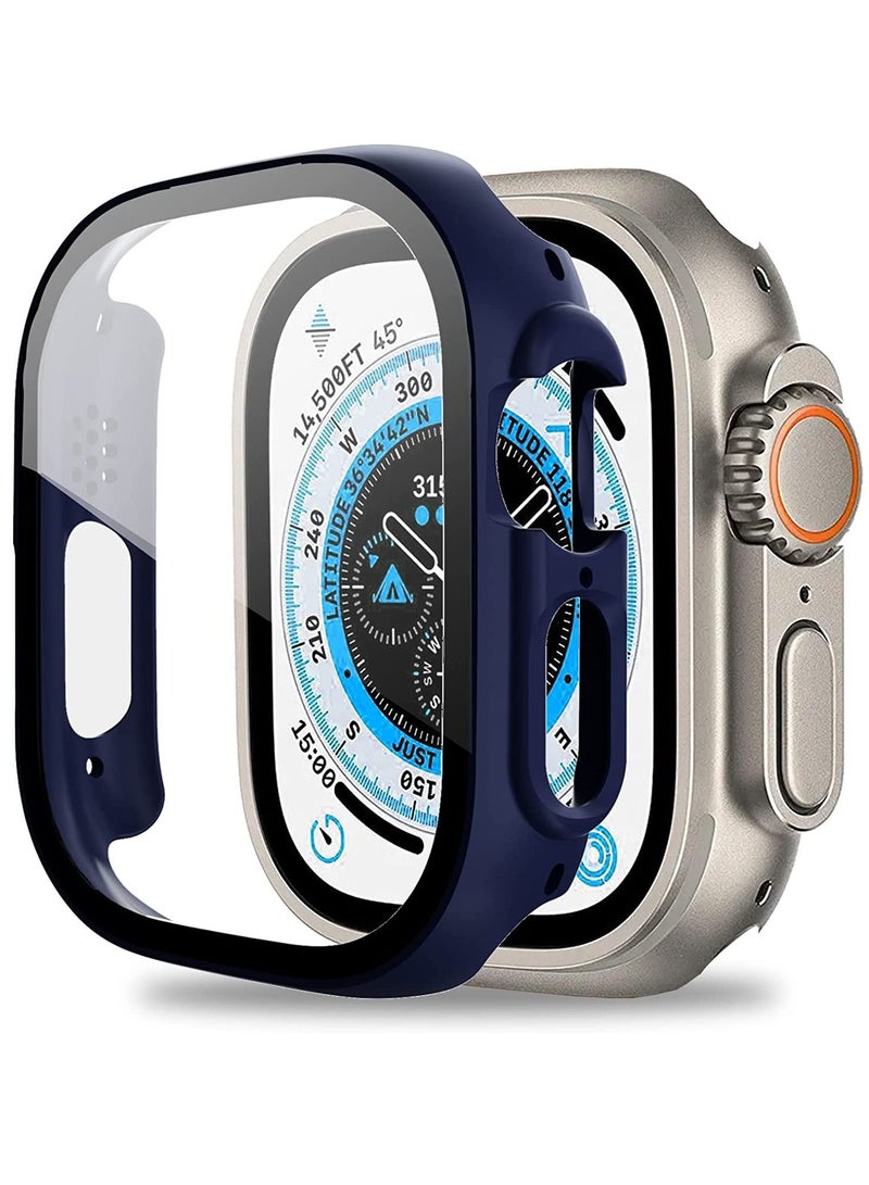 Case Compatible with Apple Watch Ultra 49mm Tempered Glass Screen Protector, Ultra-Thin Hard PC Shockproof All-Around Bumper Shell Protective Cover for iWatch Ultra 49mm-Blue - Image 1