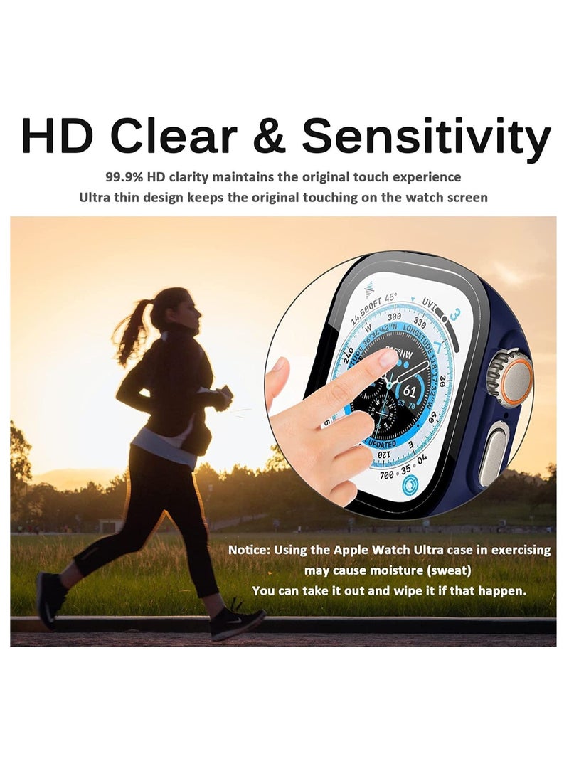 Case Compatible with Apple Watch Ultra 49mm Tempered Glass Screen Protector, Ultra-Thin Hard PC Shockproof All-Around Bumper Shell Protective Cover for iWatch Ultra 49mm-Blue - Image 5