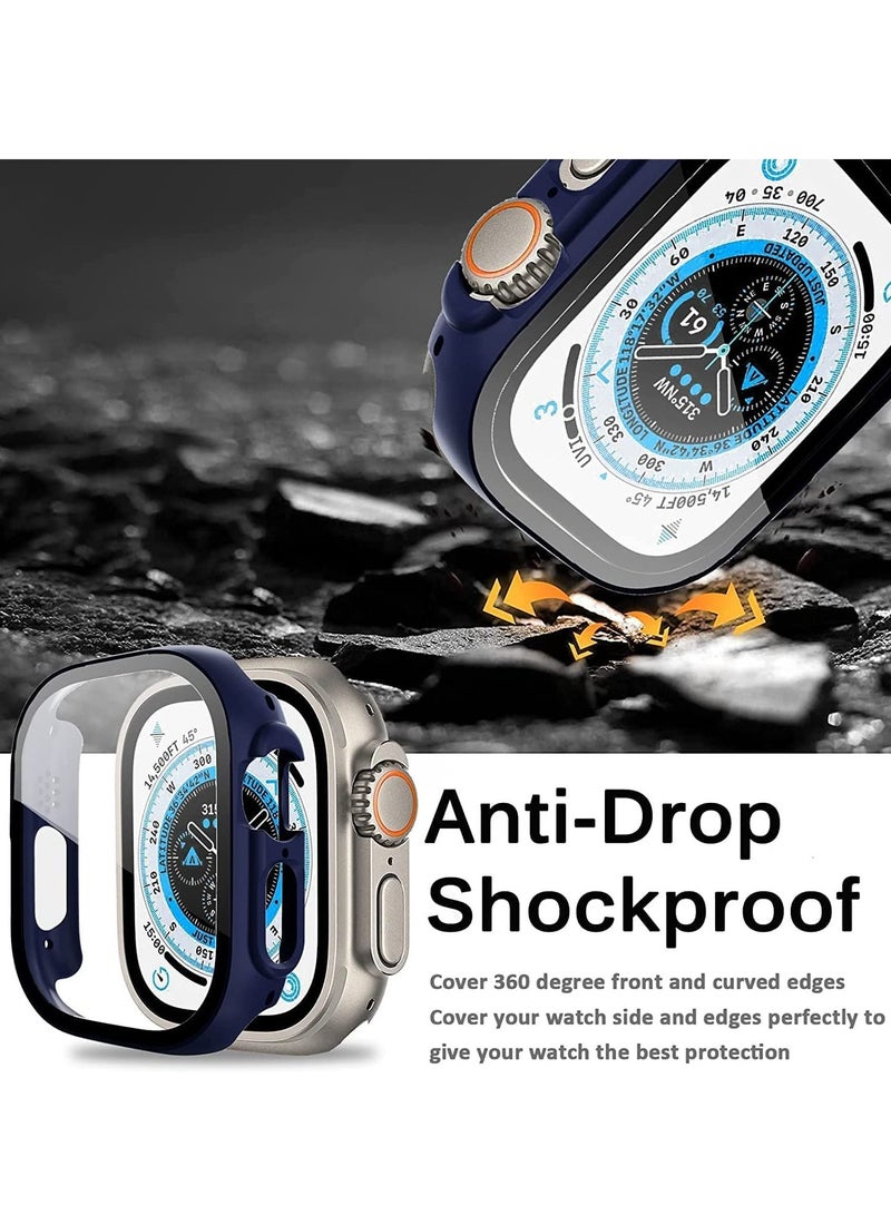 Case Compatible with Apple Watch Ultra 49mm Tempered Glass Screen Protector, Ultra-Thin Hard PC Shockproof All-Around Bumper Shell Protective Cover for iWatch Ultra 49mm-Blue - Image 4