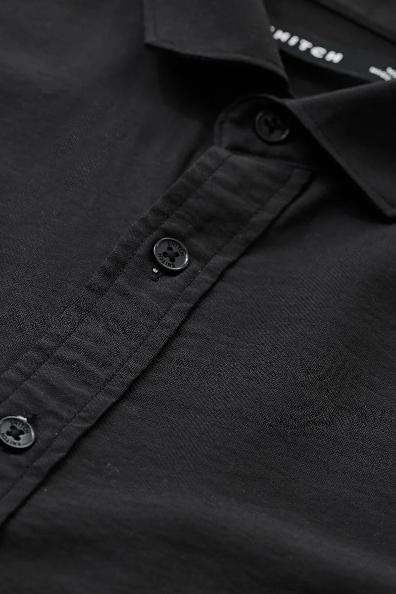 SNITCH Slim Fit Plain Black Shirt