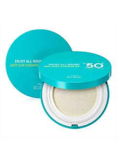 SCINIC Enjoy All Round Airy Sun Cushion EX SPF50+PA++++0.88oz (25g) | Cooling UV Protection & Natural Tone-up From Face To Body For All Family Members | Korean Skincare  - Image 1