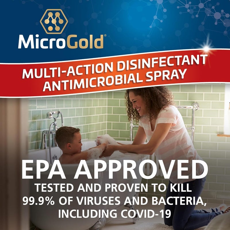 MicroGold رذاذ مطهر مضاد للميكروبات متعدد الاستخدامات مختبر ومثبت فعاليته لقتل فيروس COVID-19، يقتل 99.9% من الفيروسات والبكتيريا، 24 أونصة سائلة، عبوة واحدة، قد يختلف التغليف - Image 4