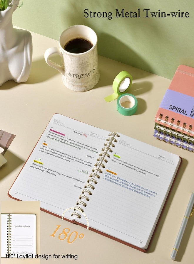 PAPEJOON Lined Spiral Journal Notebook, A5 Hardcover Spiral Journals for Women Men, 150 Numbered Pages Spiral Bound Notebook, 100 GSM College Ruled Notebooks for Writing Note Taking 5.75" x 8.38", Brown - Image 5