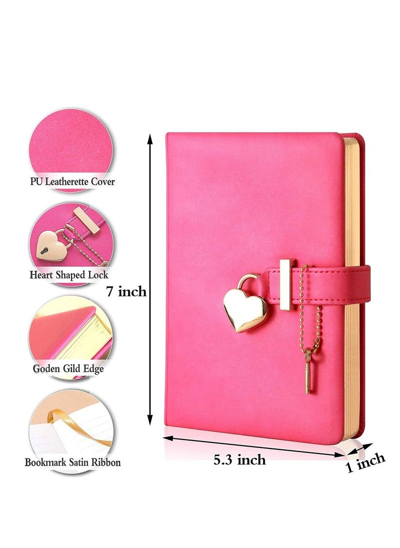 SYOSI - Heart-Shaped Lock Diary with Key, Leather Journal Diary with Lock for Girls, B6 Cute Locking Journals for Kids, Made of Animal-Friendly Leather, 5.3 x 7 Inch - Image 1