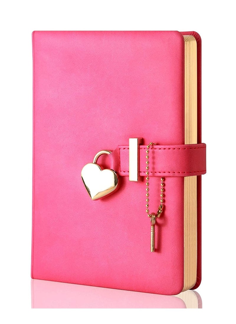 SYOSI - Heart-Shaped Lock Diary with Key, Leather Journal Diary with Lock for Girls, B6 Cute Locking Journals for Kids, Made of Animal-Friendly Leather, 5.3 x 7 Inch - Image 1