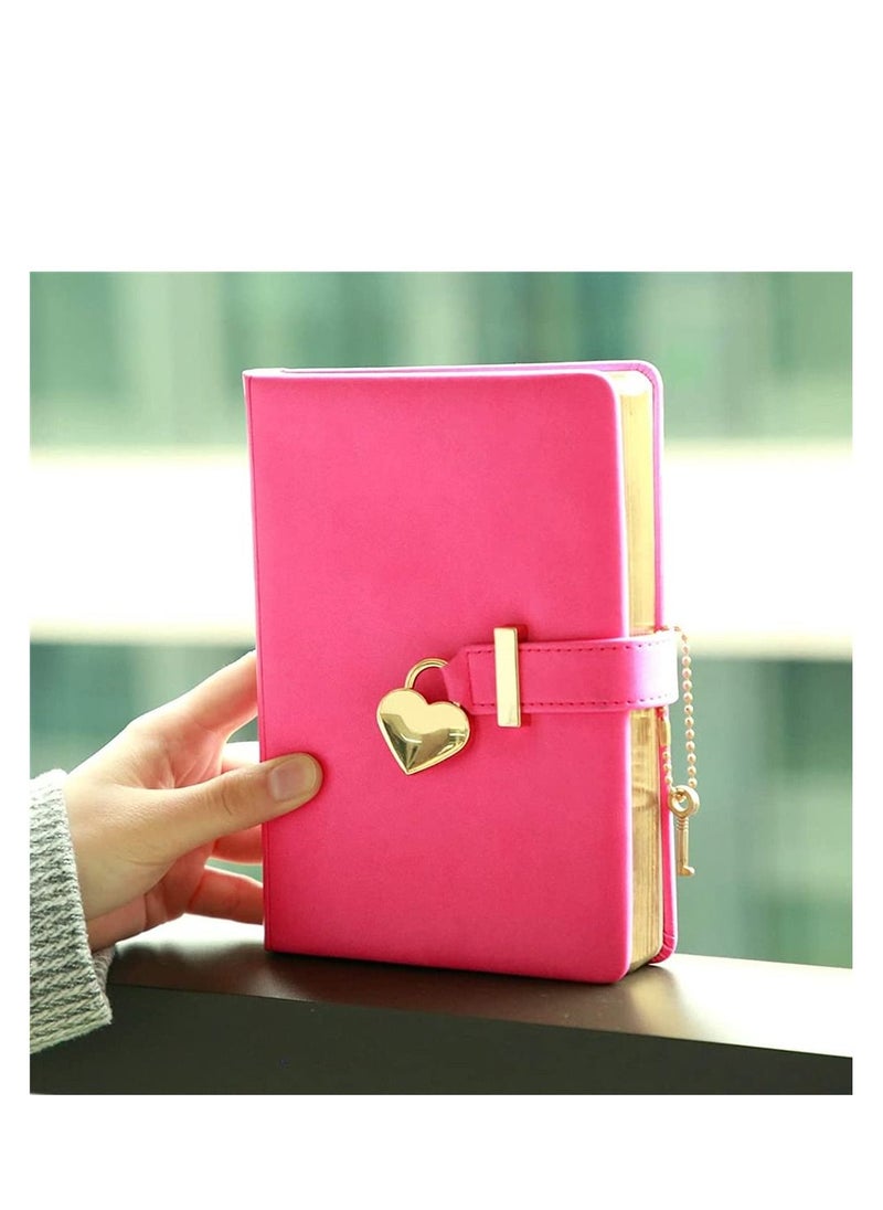 SYOSI - Heart-Shaped Lock Diary with Key, Leather Journal Diary with Lock for Girls, B6 Cute Locking Journals for Kids, Made of Animal-Friendly Leather, 5.3 x 7 Inch - Image 1
