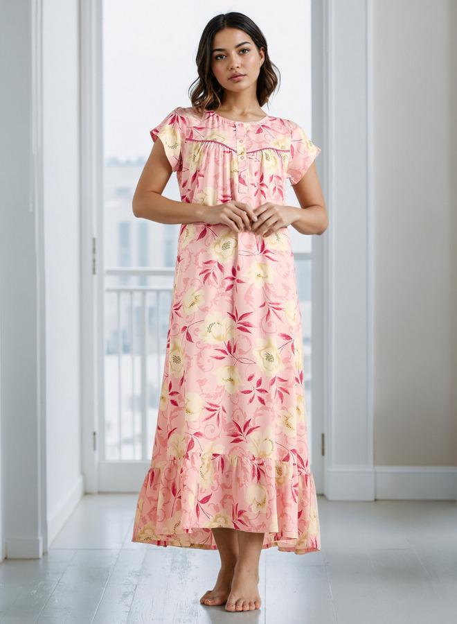 سبلاش فيڤ قميص نوم بطبعة زهور - Image 1