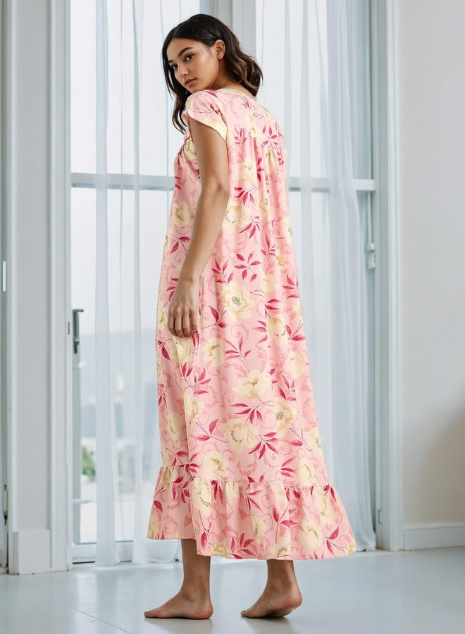 سبلاش فيڤ قميص نوم بطبعة زهور - Image 3