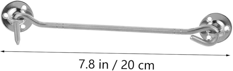 TEHAUX قطعتان من خطاف قفل النافذة المقاوم للرياح من الفولاذ المقاوم للصدأ مقاس 20 × 3.4 سم لتأمين تصميم الأبواب الكلاسيكية القديمة - Image 3