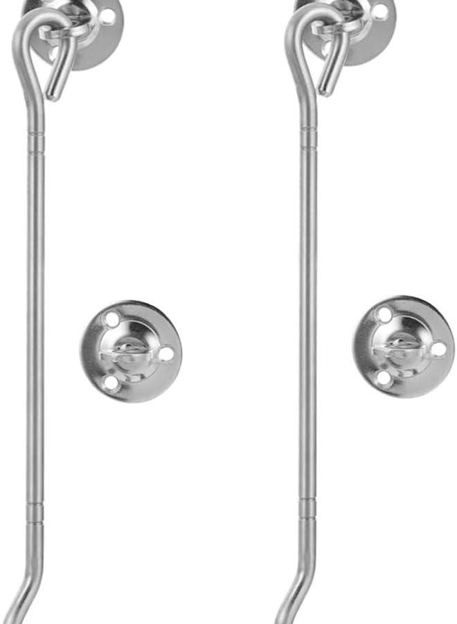 TEHAUX قطعتان من خطاف قفل النافذة المقاوم للرياح من الفولاذ المقاوم للصدأ مقاس 20 × 3.4 سم لتأمين تصميم الأبواب الكلاسيكية القديمة - Image 2