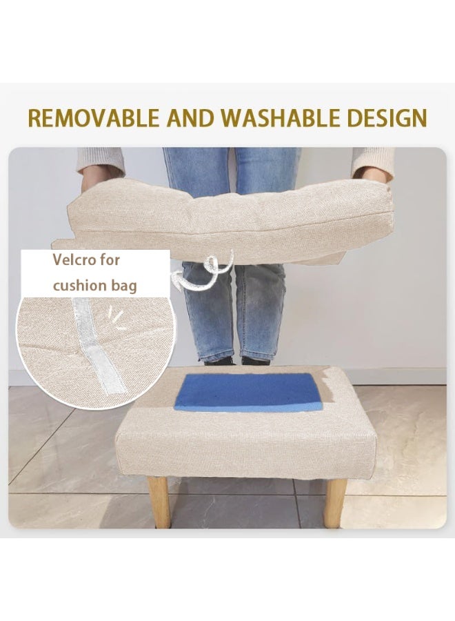 والالا مسند قدم خشبي متعدد الوظائف، مسند قدم عثماني، مسند قدم تحت المكتب، مقعد مسند متدرج، كرسي منزلي مع وسادة مسند قدم ناعمة قابلة للإزالة مع وسادة من طبقتين، أرجل كرسي للمنزل والمكتب - Image 3