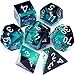 Haxtec Sharp Edge DND Dice Set Blue Black Resin Dice Gold Flakes DD Dice for RPG Role Playing Games Compatible with Dungeons and Dragons Gift War Series - Image 2