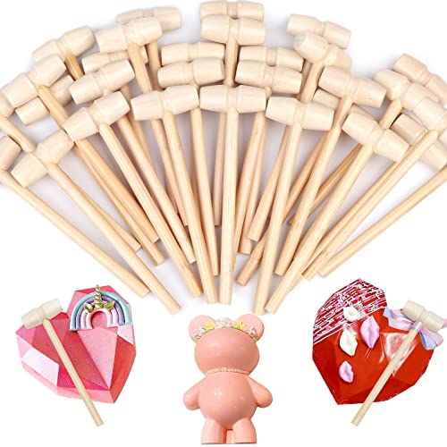 Caffox Mini Wooden Hammers for Chocolate, 30Pcs Small Wooden Mallets for Breakable Chocolate Heart, Crafts - Image 1