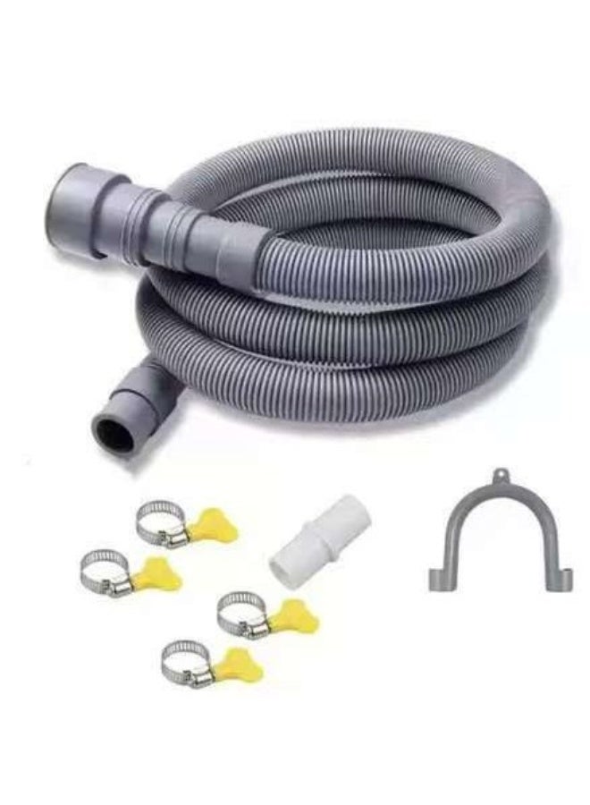 10 Feet Universal Washing Machine Drain Hose Flexible Dishwasher Drain Hose Extension Kits Corrugated Washer Hose w/ 1 Adapter 4 Clamps 1 U-Bend Holder - Image 1