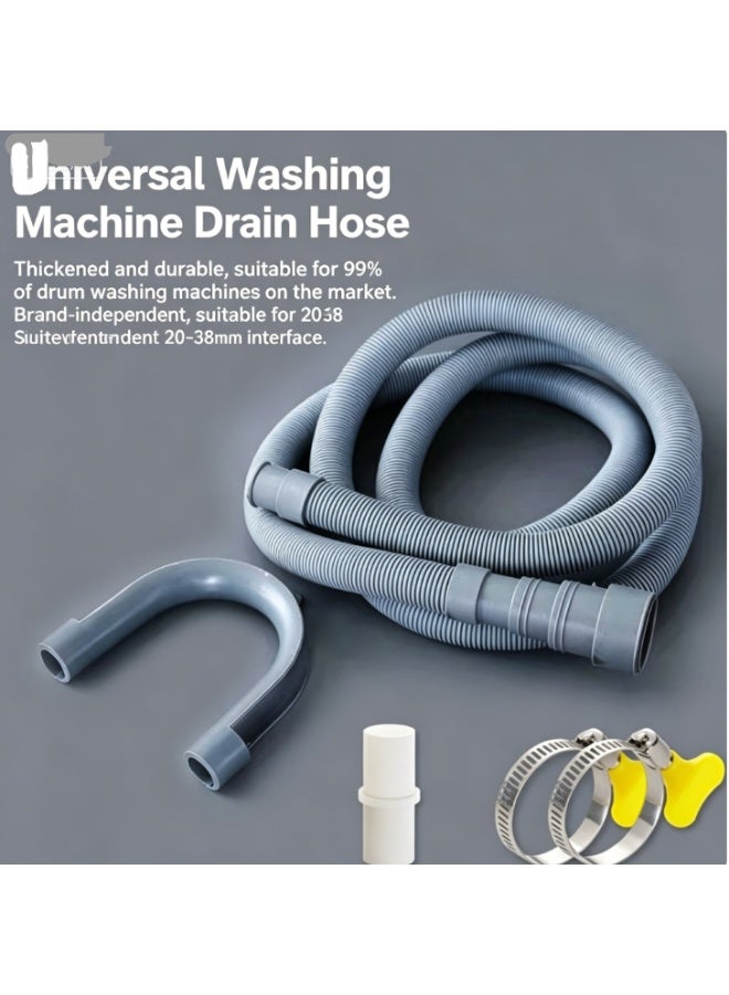 10 Feet Universal Washing Machine Drain Hose Flexible Dishwasher Drain Hose Extension Kits Corrugated Washer Hose w/ 1 Adapter 4 Clamps 1 U-Bend Holder - Image 2