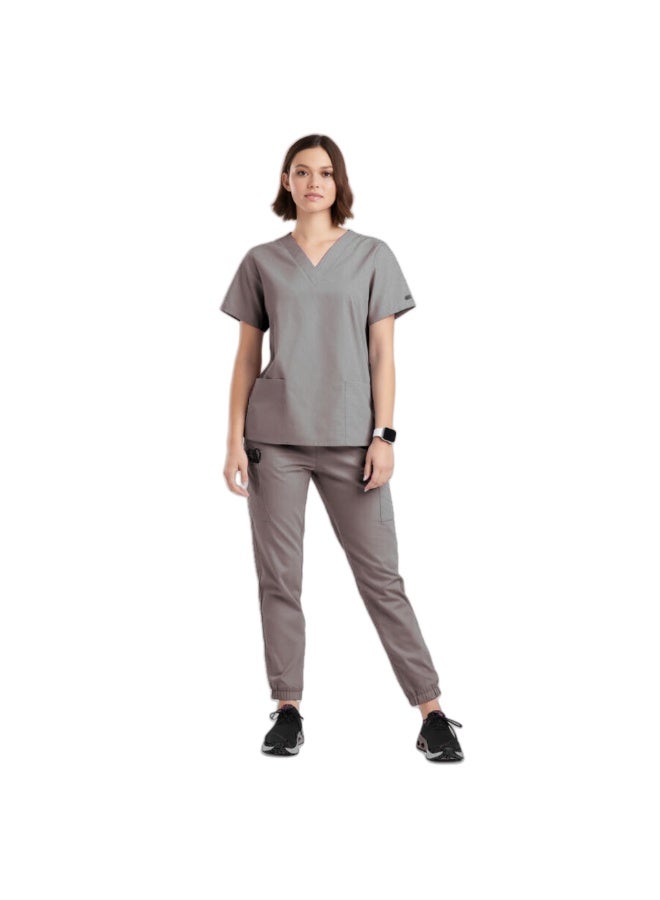 Loquat Womens Medical Scrubs Set Medical Uniform Set Gray - Image 1