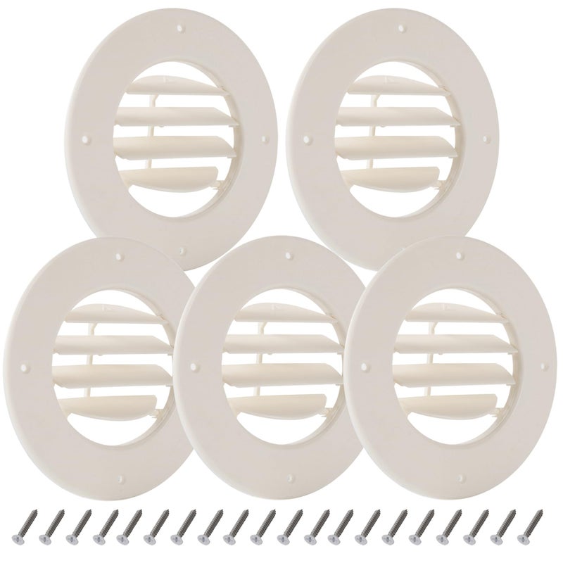 Calvana 5Pack 65 RV Ceiling Vent Covers for Inside Camper RV AC Vent Cover Replacement Fits 458 Ducts Rotatable Slats for Directional Airflow White