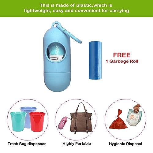 Safe-O-Kid Baby Disposable Diaper Bags with Dispenser – Leak-Proof & Odor Control, Unscented, Multipurpose Trash Bags for Diapers/Nappies, 1 Box with 15 Packets & Removable Capsule Holder (Blue) - Image 2