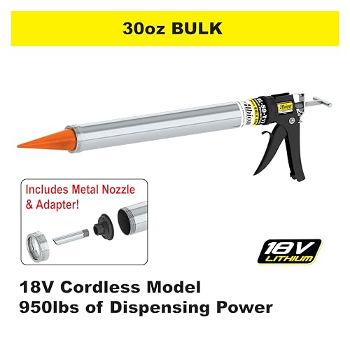 Albion Engineering Company DL-59-T17 Professional Line Special Deluxe Manual Bulk Caulking Gun with Metal Nozzle, Metal Adapter & 3 Orange Cone Nozzles, 30 oz - Image 2
