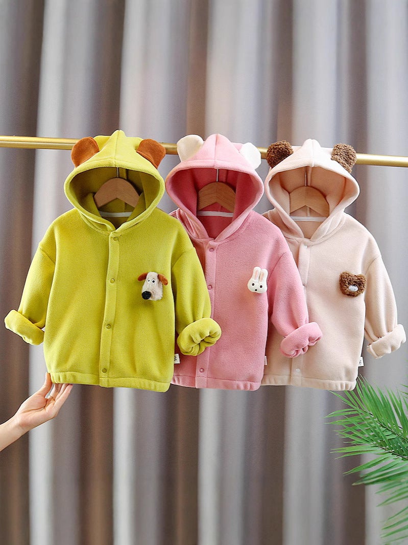 Girls' Lamb Wool Coat Children'S Fleece-Lined Thickened Korean-Style Back Bear Woolen Sweater - Image 2