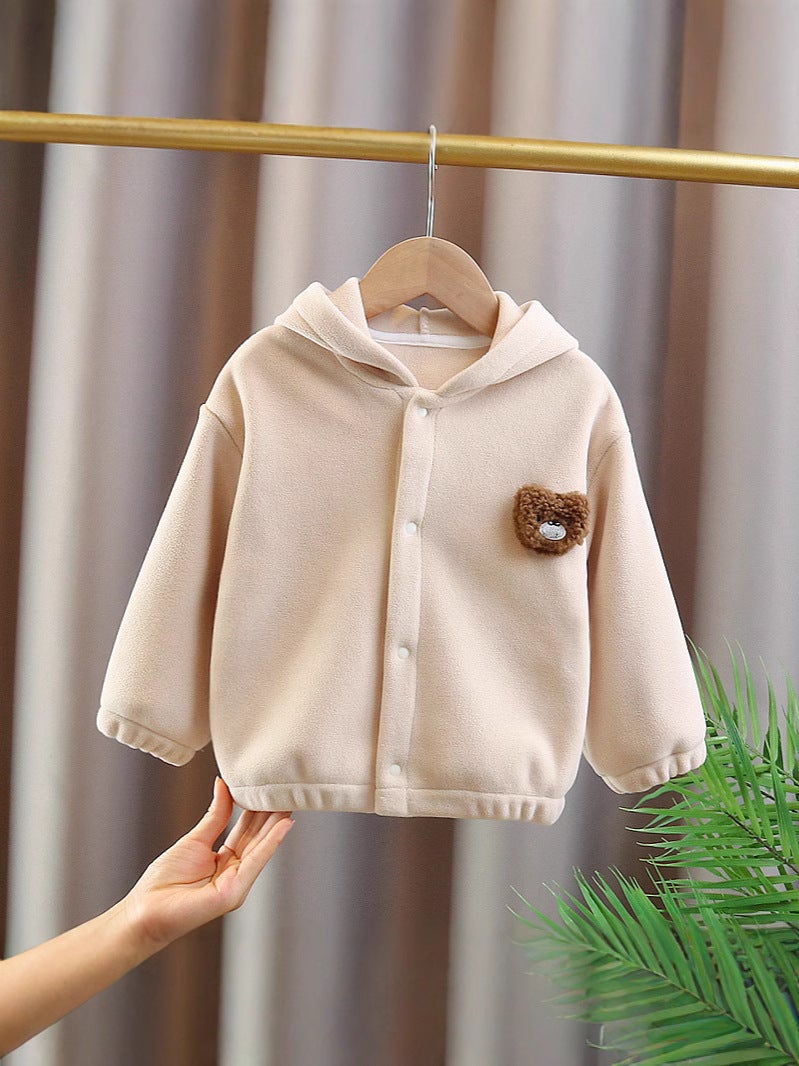 Girls' Lamb Wool Coat Children'S Fleece-Lined Thickened Korean-Style Back Bear Woolen Sweater - Image 3