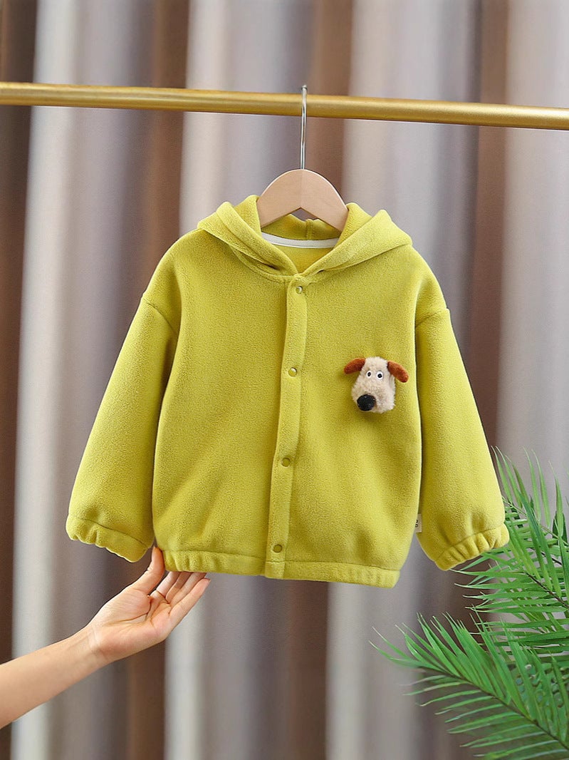 Girls' Lamb Wool Coat Children'S Fleece-Lined Thickened Korean-Style Back Bear Woolen Sweater - Image 4