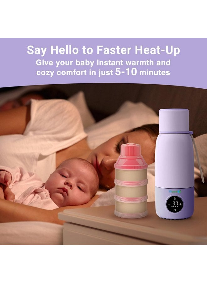 Tilcare Portable Bottle Warmer for Travel - 17oz 12H Baby Bottle Milk Warmer, Fast Heat Travel Bottle Warmer for Breastmilk, USB Calentador De Biberones on The Go - Wireless Car Bottle Water Warmer Lavender  - Image 3