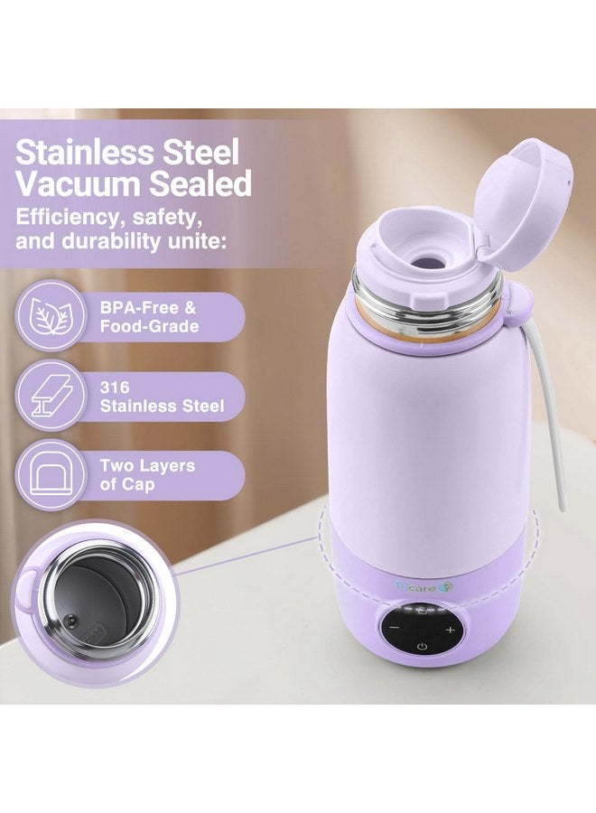 Tilcare Portable Bottle Warmer for Travel - 17oz 12H Baby Bottle Milk Warmer, Fast Heat Travel Bottle Warmer for Breastmilk, USB Calentador De Biberones on The Go - Wireless Car Bottle Water Warmer Lavender  - Image 5