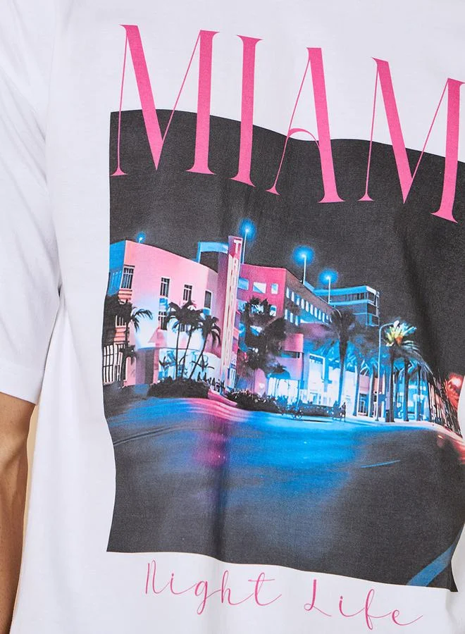 Styli Miami Graphic Print Oversized T-Shirt