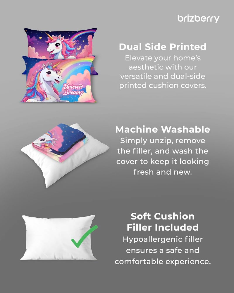 Brizberry® Kids Pillow Cushion with Super Soft Fabric | Animal & Cartoon Prints | 12x18 inches (Design 10) - Image 3