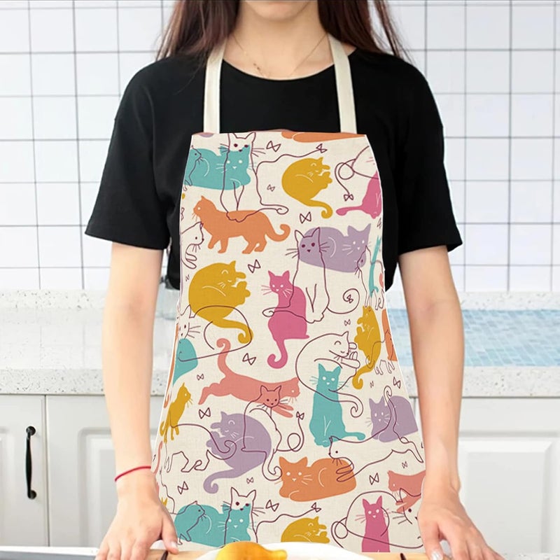 Cat Apron - Cute Cooking Apron for Men and Women, Ideal for Baking, Gardening, and Parties - Image 2