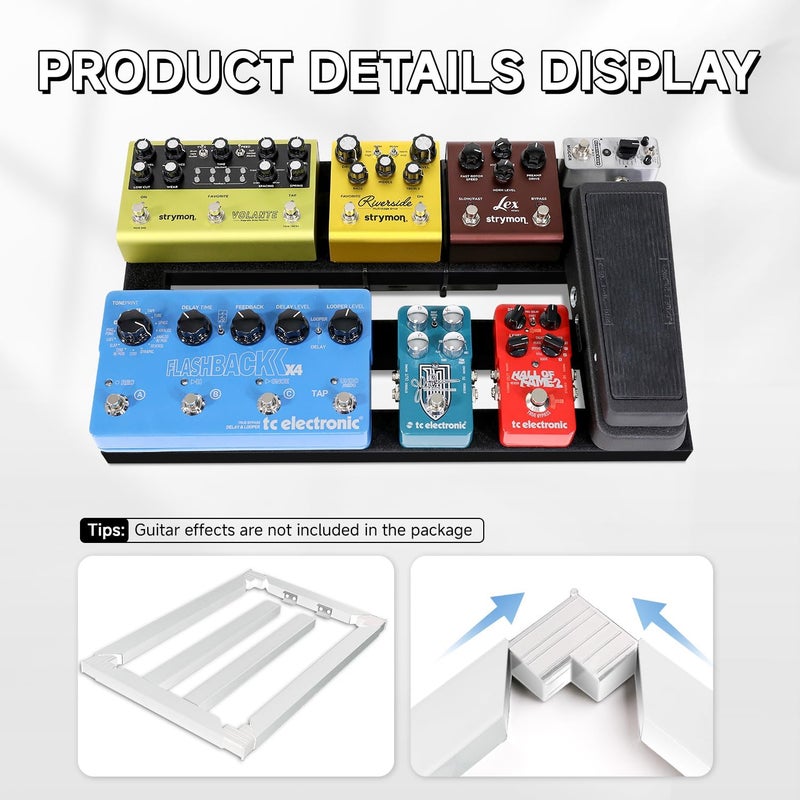 GHOSTFIRE Aluminum Alloy Guitar Pedal Board with Carry Bag (19.8x11.5in, SPL-04W) - Image 4